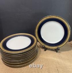 10Theodore Haviland Limoges cobalt blue and gold plated dinner plates Perfect10