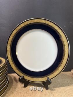 10Theodore Haviland Limoges cobalt blue and gold plated dinner plates Perfect10