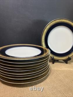 10Theodore Haviland Limoges cobalt blue and gold plated dinner plates Perfect10