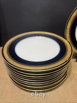 10Theodore Haviland Limoges cobalt blue and gold plated dinner plates Perfect10