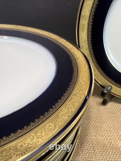 10Theodore Haviland Limoges cobalt blue and gold plated dinner plates Perfect10
