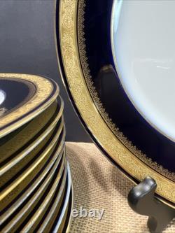 10Theodore Haviland Limoges cobalt blue and gold plated dinner plates Perfect10