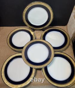 10Theodore Haviland Limoges cobalt blue and gold plated dinner plates Perfect10