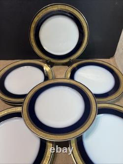 10Theodore Haviland Limoges cobalt blue and gold plated dinner plates Perfect10