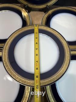 10Theodore Haviland Limoges cobalt blue and gold plated dinner plates Perfect10