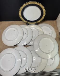 10Theodore Haviland Limoges cobalt blue and gold plated dinner plates Perfect10