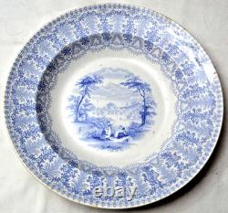 10 BLUE TRANSFERWARE DINNER PLATE HUDSON CITY Charles Meigh 1835