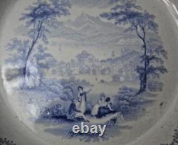 10 BLUE TRANSFERWARE DINNER PLATE HUDSON CITY Charles Meigh 1835