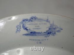 10 BLUE TRANSFERWARE DINNER PLATE HUDSON CITY Charles Meigh 1835