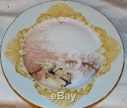 10 French Limoges Porcelain Dinner Plates Shell Seascape Nautilus 1906