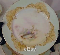 10 French Limoges Porcelain Dinner Plates Shell Seascape Nautilus 1906