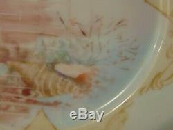 10 French Limoges Porcelain Dinner Plates Shell Seascape Nautilus 1906