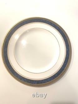 10 ROYAL DOULTON STANWYCK 10 5/8 Dinner Plates Blue Marble Bands England