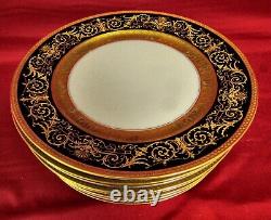 10 Rosenthal Bavaria Dinner Plate Cobalt Blue Heavy Encrusted Gold Pattern 5383