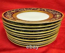 10 Rosenthal Bavaria Dinner Plate Cobalt Blue Heavy Encrusted Gold Pattern 5383