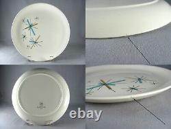 10 Salem North Star Northstar Atomic Starburst Turquoise Dinner Plates-Set of 6