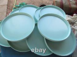 10 Vtg Heller Design Massimo Vignelli MCM Teal Blue Dinner Plates Melmac 10