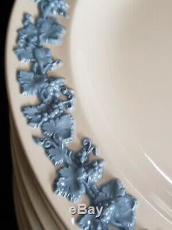 (10) Wedgwood Queensware Embossed Blue Lavender On Cream Dinner Plates 9 1/4