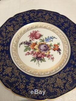 11Antique K&A Krautheim Selb Bavaria Blue, Gold With Flowers- Excellent Cond