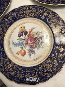 11Antique K&A Krautheim Selb Bavaria Blue, Gold With Flowers- Excellent Cond