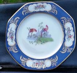 11 Antique George Jones & Son Crescent Cobalt Bird Gold Gilt Dinner Plates Eng