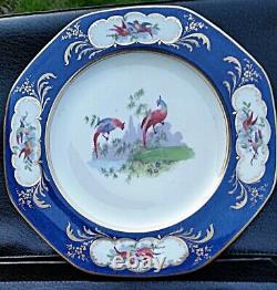 11 Antique George Jones & Son Crescent Cobalt Bird Gold Gilt Dinner Plates Eng