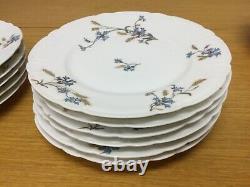 11 Antique H & Co. LIMOGES France 8 1/2 Blue Floral Luncheon Plates