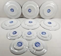 11 Pc Staffordshire Liberty Blue Dinner Bread Plates Vintage Floral England Lot