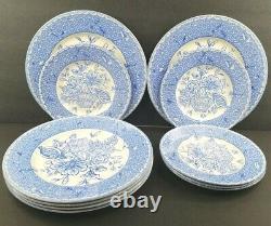 11 Royal Stafford Earthenware English Toile Dinner Salad Plate Set Blue Floral