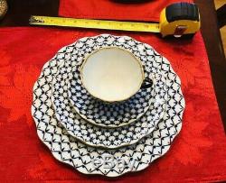 11 Scallop Edg Dinner PLATE Lomonosov Imperial Russian Porcelain Cobalt Net LFZ