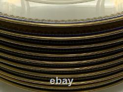 11 Schlaggenwald VIENNA DINNER PLATES Ivory Blue & Gold Vintage Czechoslovakia