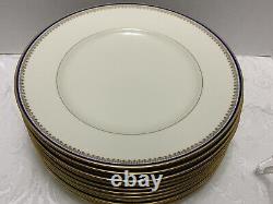 11 Schlaggenwald VIENNA DINNER PLATES Ivory Blue & Gold Vintage Czechoslovakia