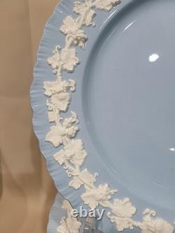 (11) Wedgwood England Embossed Queensware 10 1/4 Dinner Plates Blue Shell Edge