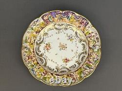 12 Antique 19th Century Capodimonte Painted Floral 9 7/8 Dinner Plates Mint