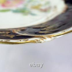 12 Antique English Cobalt Blue & Gilt Porcelain Plates C1900