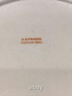 12 Antique Hand Painted Floral Colbalt Blue, Gilted Gold A. B. Pearce Ludgate Hill