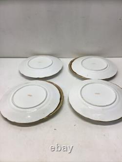 12 Antique Hand Painted Floral Colbalt Blue, Gilted Gold A. B. Pearce Ludgate Hill