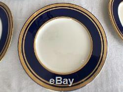 12 Antique Minton Bone China For Tiffany & Co Gold Encrusted Cobalt Blue Plates