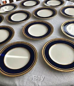 12 Antique Minton Bone China For Tiffany & Co Gold Encrusted Cobalt Blue Plates