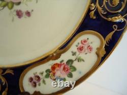 12 Circa 1840s English Coalport Cobalt Blue Hand Painted by Stephen Lawrence