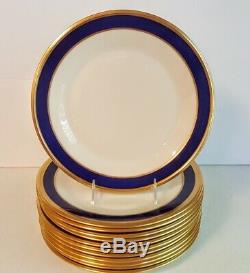 12 Cobalt Blue & Gold Lenox Special Service Or Dinner Plates 10 5/8 Wide