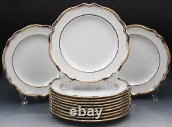 12 Copeland Spode Stafford Blue Leaf & Gold Dinner Plates T. Goode 10.5 9688