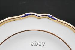 12 Copeland Spode Stafford Blue Leaf & Gold Dinner Plates T. Goode 10.5 9688