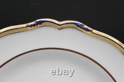 12 Copeland Spode Stafford Blue Leaf & Gold Dinner Plates T. Goode 10.5 9688