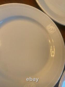 12 DINNER PLATES Platinum Blue Railroad BUFFALO China NEW YORK HAVEN & HARTFORD