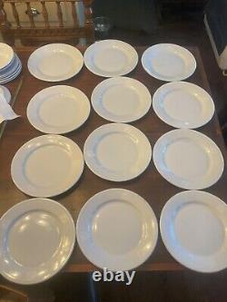 12 DINNER PLATES Platinum Blue Railroad BUFFALO China NEW YORK HAVEN & HARTFORD