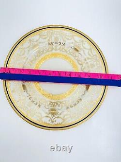 12 Heinrich Selb Bavaria 22k Gold Encrusted Blue Band 11 Dinner Plates Art Deco