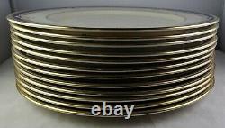 12 Lenox Buchanan Dinner Plates U. S. A. China Cobalt & Tan Scrolls Presidential