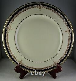 12 Lenox Buchanan Dinner Plates U. S. A. China Cobalt & Tan Scrolls Presidential