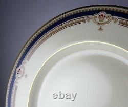 12 Lenox Buchanan Dinner Plates U. S. A. China Cobalt & Tan Scrolls Presidential